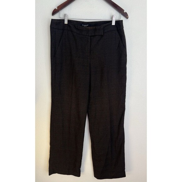 Sandro Sportswear Women Brown Plaid Cropped Trousers Dark Academia Preppy Size 8 - Picture 1 of 6
